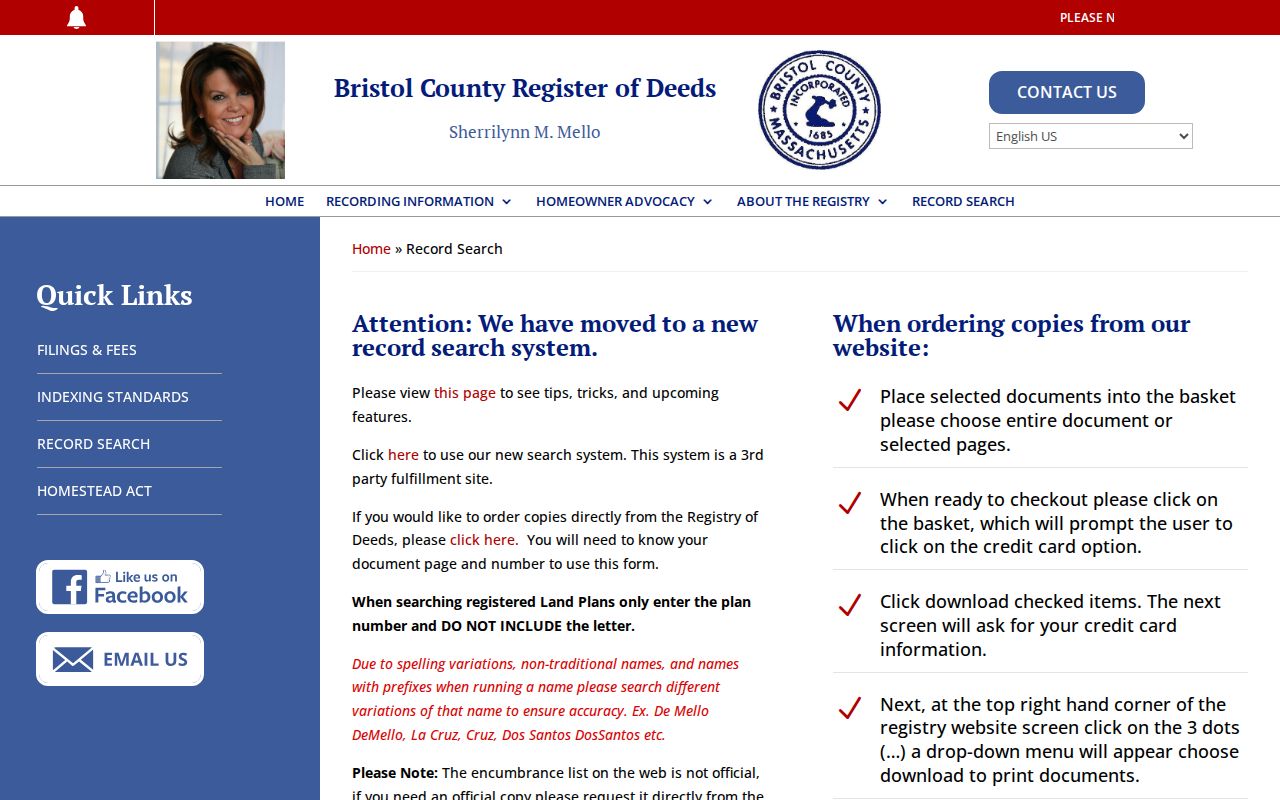Dartmouth street directory Southern District Registry deed index search instructions