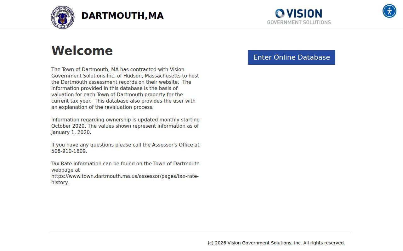 Dartmouth resident records Vision assessor property search