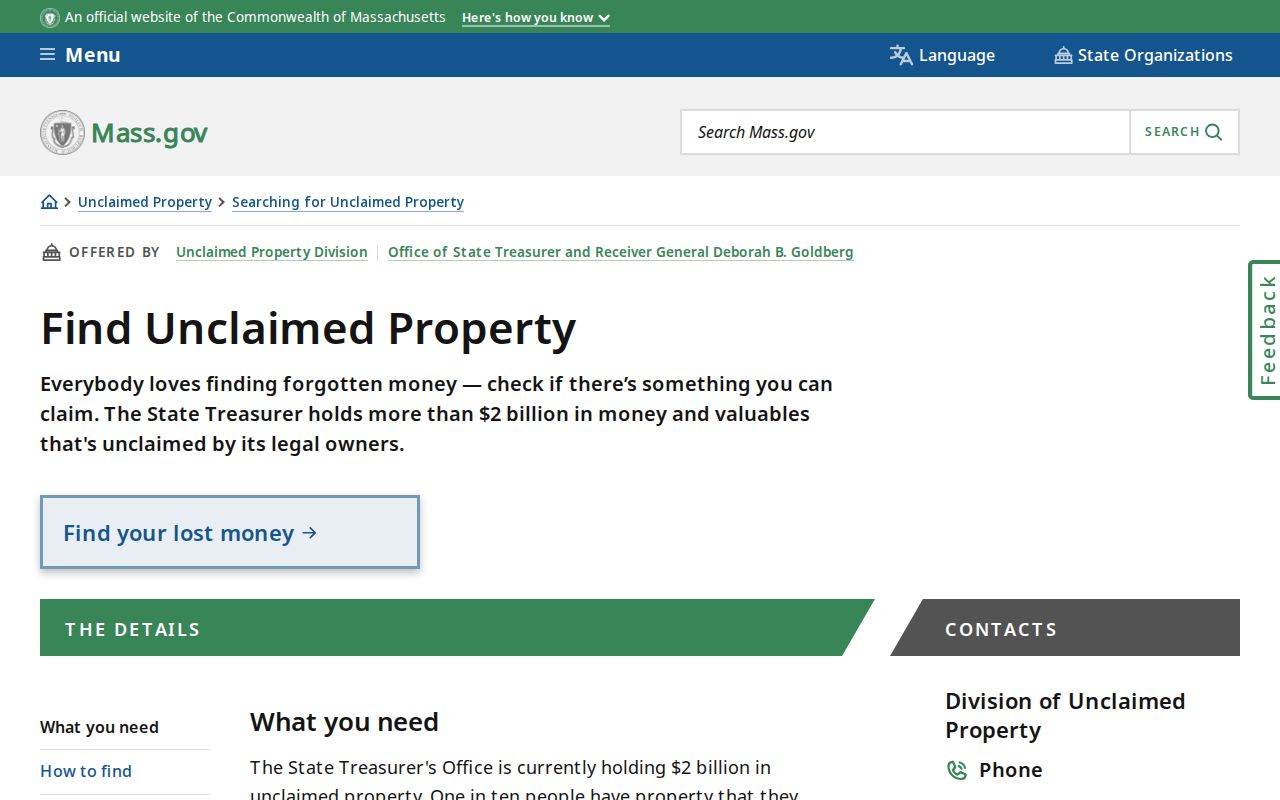 Dartmouth residents directory Massachusetts unclaimed-property search